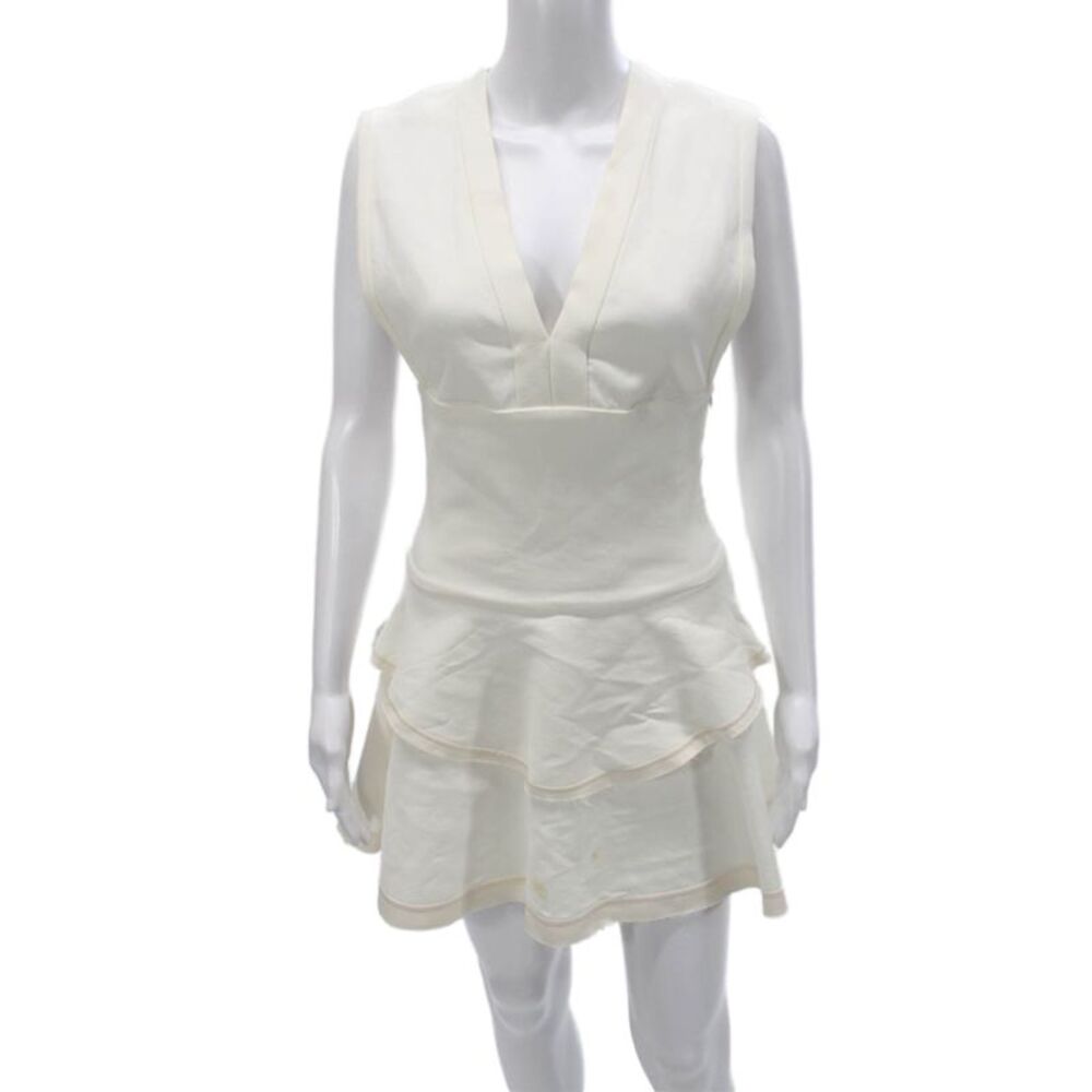 IRO Womens Fit & Flare Sleeveless V-Neck Cotton Dress White Zip Size 38